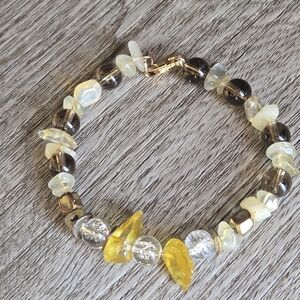 Citrine Smoky Quartz Clear Quartz Bracelet